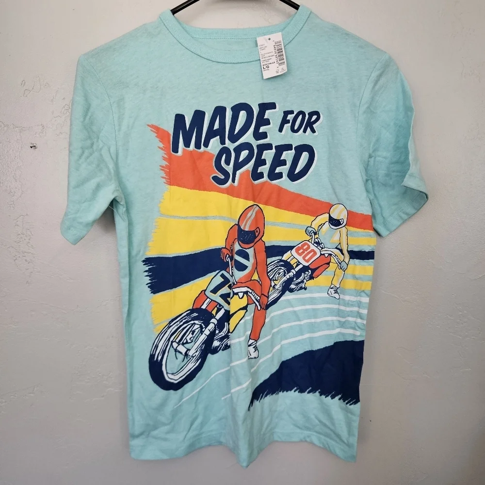 The Children's Place NWT Boys Large 10/12 Made for Speed Graphic T-Shirt Blue